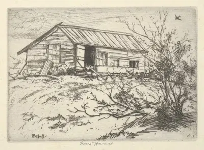 Куры на холме by Эрнест Хаскелл, 1900-1925 — digital art print download