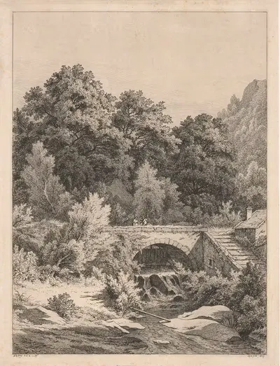 Le pont aux roches a Senlisse (The rock-bridge at Senlisse) by Eugene-Stanislas-Alexandre Blery, 1867 — digital art print…