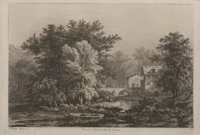 Vue prise a granges dans les Cevennes (View taken of a mill in the Cevennes) by Eugene-Stanislas-Alexandre Blery, 1838 —…