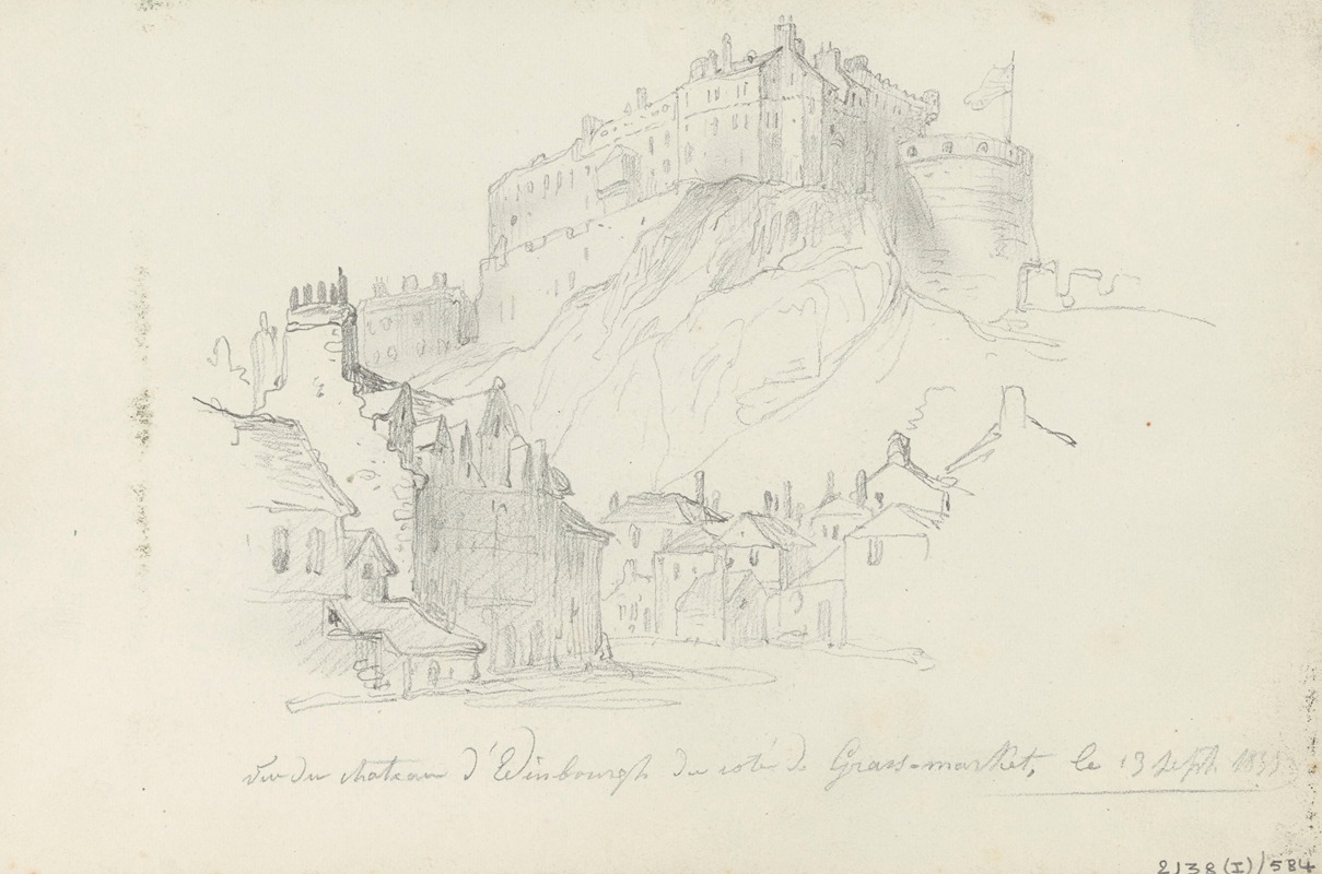 Edinburgh Castle Seen from Grassmarket by Никаз Де Кейзер, 1835 — digital art print download