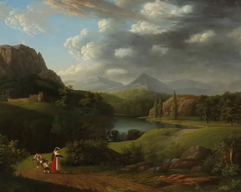 Сельский пейзаж с туристами by Якоб Вильгельм Мехау, 1780-1790 — digital art print download