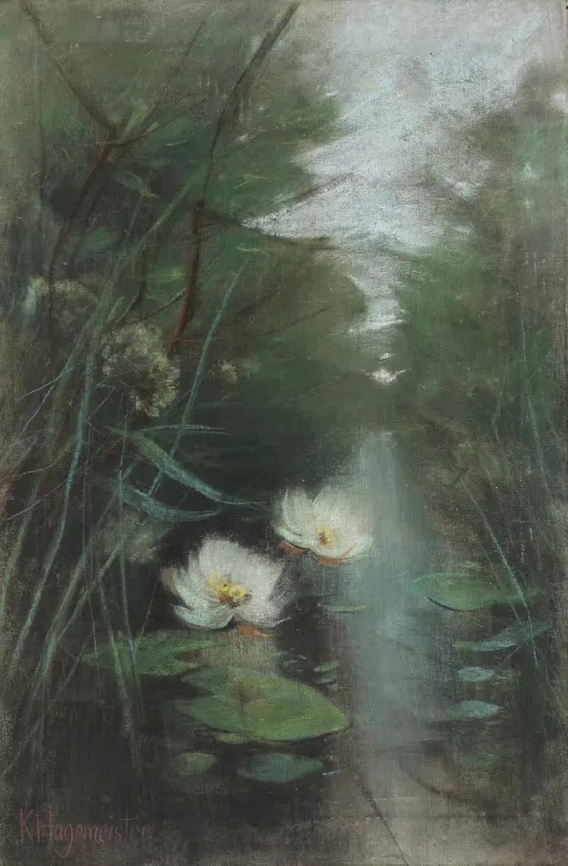 Пейзаж с прудом и кувшинками by Карл Хагемейстер, 1905-1910 — digital art print download