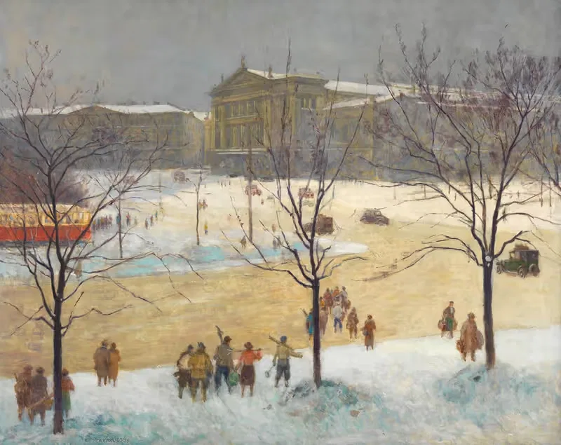 Südbahnhof im Schnee by Anton Hans Karlinsky, 1937 — digital art print download