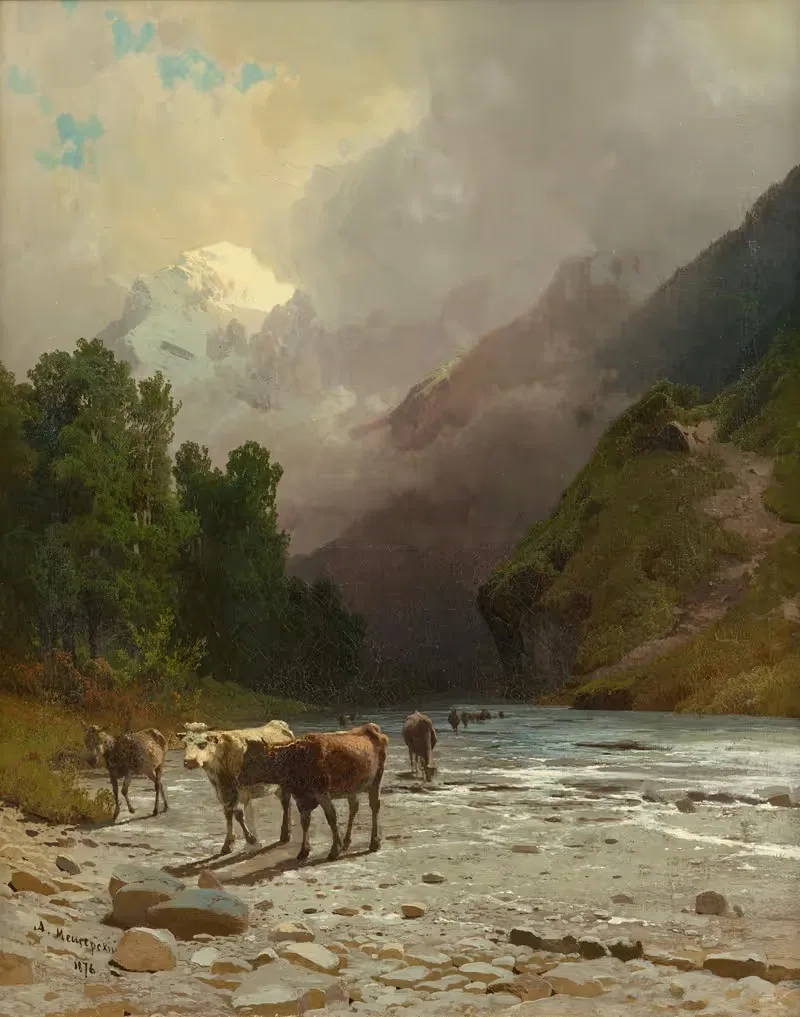 Эльбрусские горы by Арсений Мещерский, 1876 — digital art print download