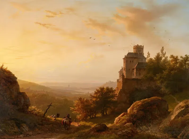 Пейзаж с замком by Баренд Корнелис Кёккёк, 1852 — digital art print download