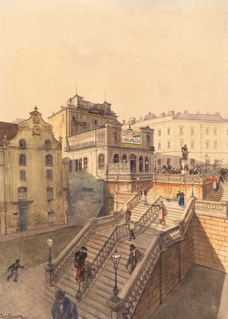 Rahlstiege, Mariahilfer Straße by Carl Pippich, 1895 — digital art print download