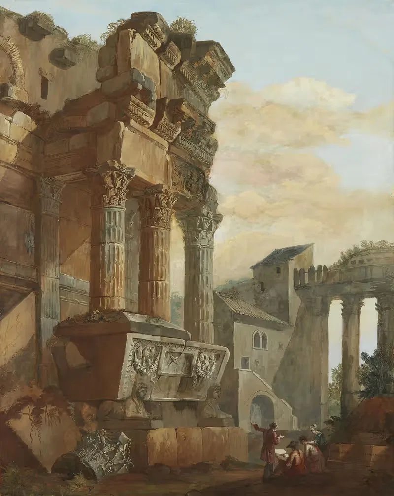 View from ancient Rome with figures by Charles Louis Clérisseau — digital art print download