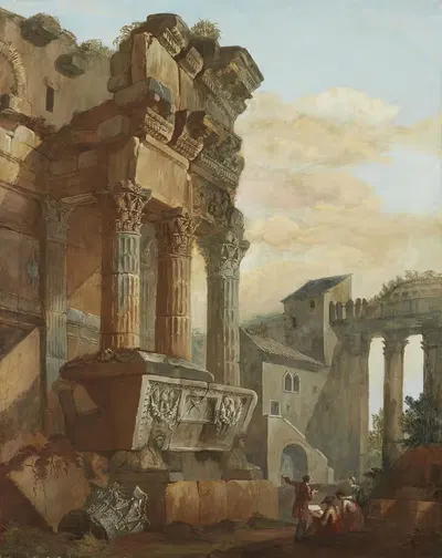 View from ancient Rome with figures by Charles Louis Clérisseau — digital art print download