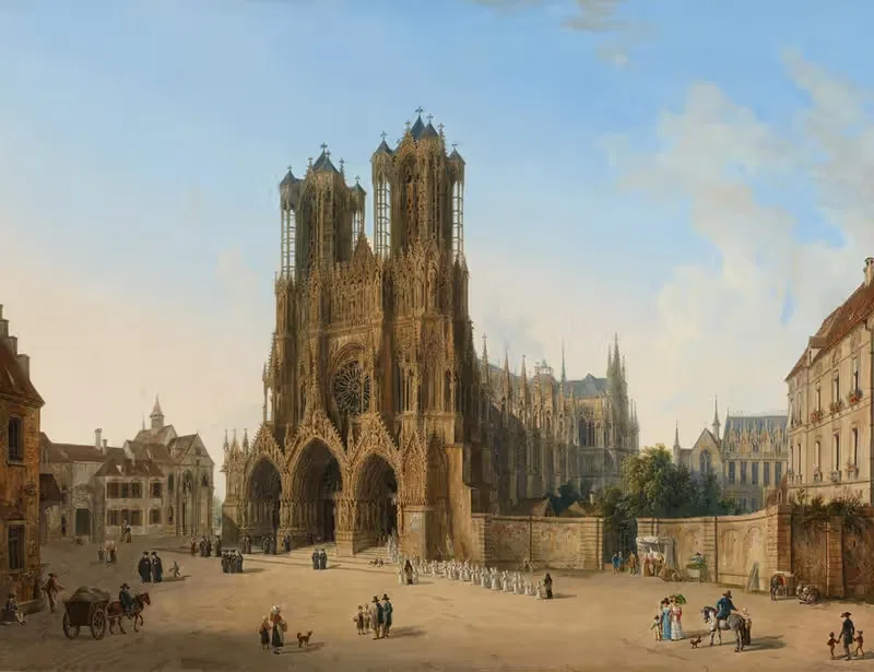 Südwestansicht der Kathedrale in Reims — Domenico Quaglio the Younger