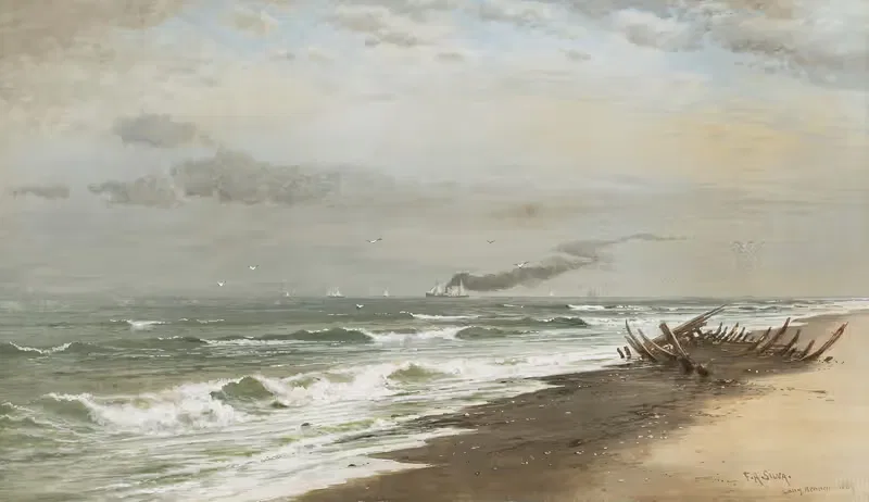Пляж Лонг-Бранч by Франсис Августус Силва, 1883 — digital art print download