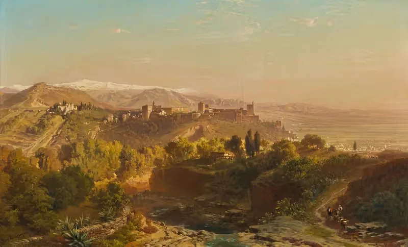Spanische Landschaft mit Blick auf die Alhambra — Fritz Bamberger