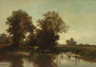 Weidende Kühe im Dachauer Moos by Fritz Halberg-Krauss — digital art print download