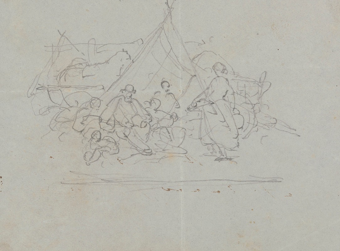 Group Scene by a Tent by Nicaise De Keyser — digital art print download