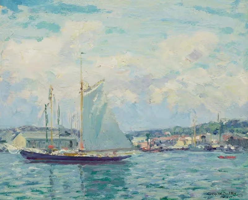 Полдень в порту, Глостер by Джордж Уильям Соттер, 1913 — digital art print download