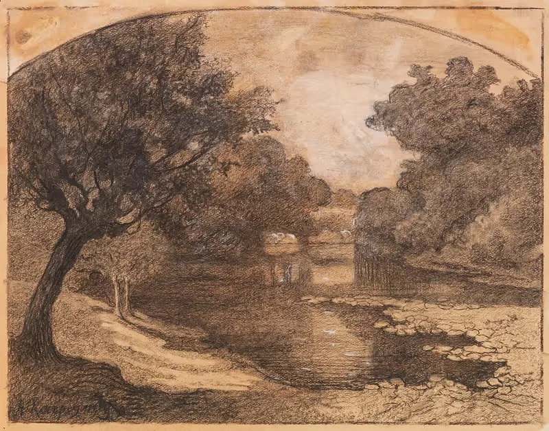 Trees on the Lakeshore by Henri-Joseph Harpignies — digital art print download