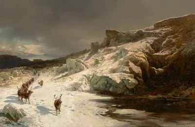 Карибу в горах by Германн Герцог, 1878 — digital art print download