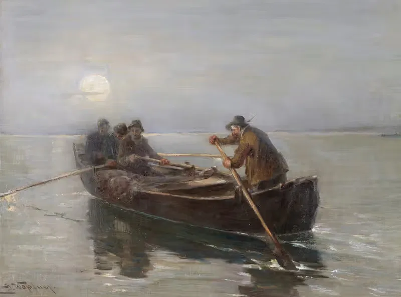 Рыбак при лунном свете by Иосиф Вопфнер, 1915-1920 — digital art print download