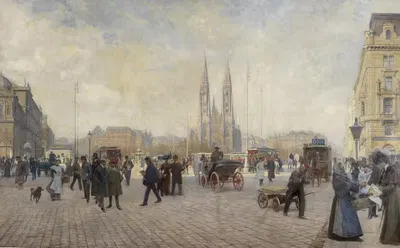 Maximiliansplatz (mit Votivkirche) by Karl Friedrich Gsur, 1906 — digital art print download