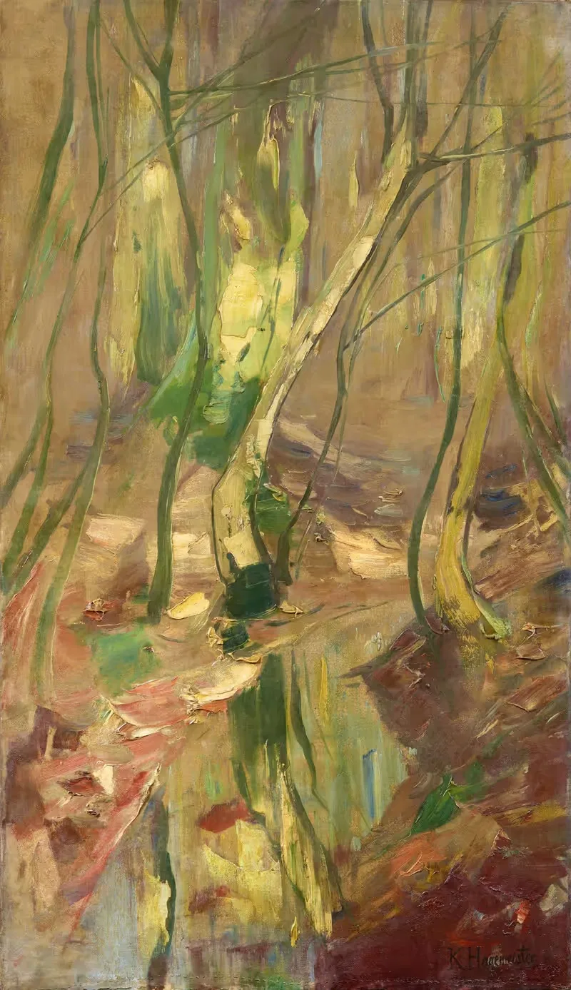 Waldlandschaft mit Bachlauf (Golmer Luch) — Karl Hagemeister