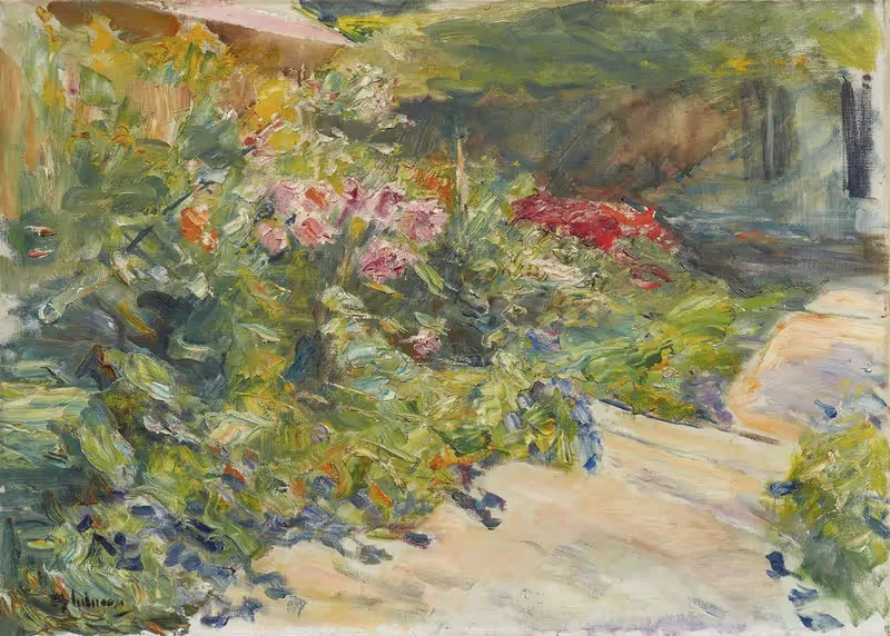 Blumenstauden am Gärtnerhaus nach Osten — Max Liebermann