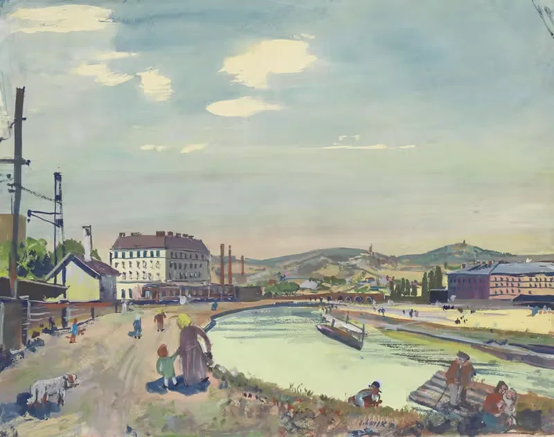 На Дунайканале by Оскар Ласке, 1930 — digital art print download