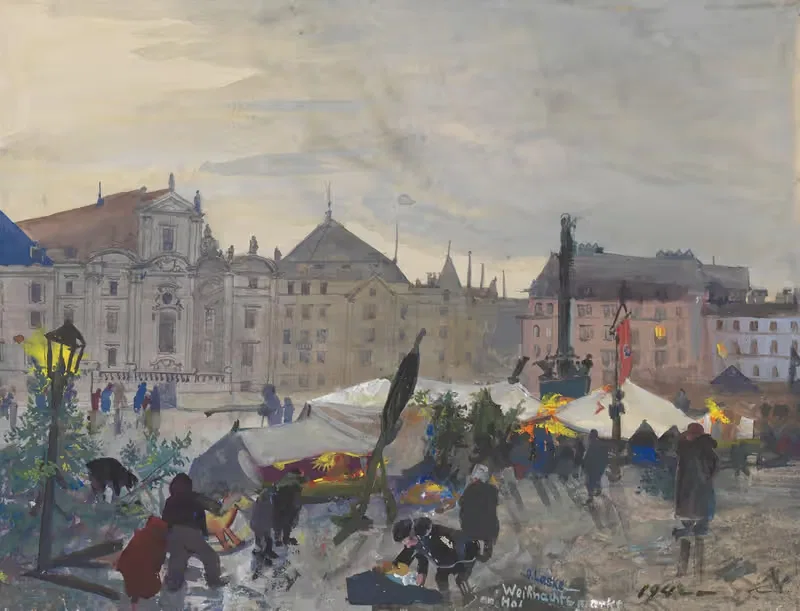 Рождественская ярмарка на дворе by Оскар Ласке, 1942 — digital art print download