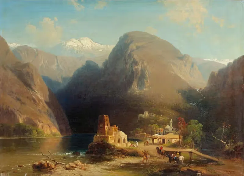 Пейзаж в Кавказе by Пауль фон Франкен, 1875 — digital art print download