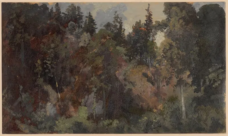 Лес, растущий на склоне горы by Адольф Дресслер, 1850-1881 — digital art print download