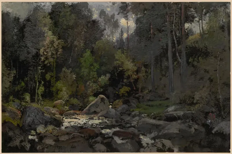 Forest stream in Przesieka by Adolf Dressler, 1850-1881 — digital art print download