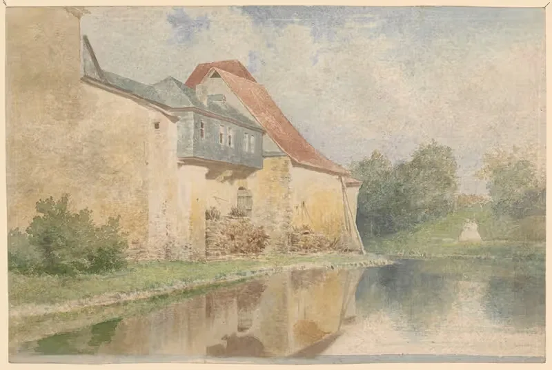 Дом на берегу воды by Адольф Дресслер, 1850-1881 — digital art print download
