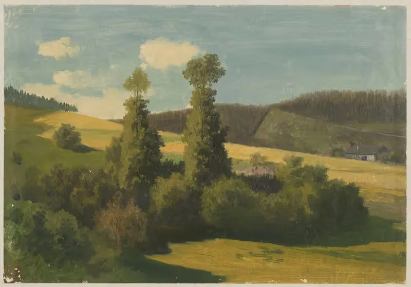 Гористый пейзаж с тополями by Артур Блашник, 1859 - 1879 — digital art print download