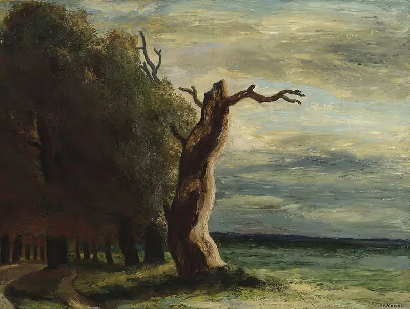 Wilanów landscape (Dry tree) by Felicjan Szczęsny Kowarski, 1930 — digital art print download