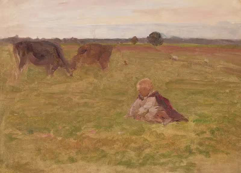 Мальчик пастушонок, эскиз by Йозеф Хелмоньский, 1897 - 1902 — digital art print download