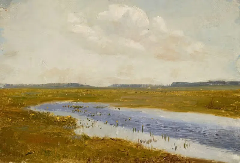 Пейзаж; Луг с болотными маргаритками by Йозеф Хелмоньский, 1889 - 1890 — digital art print download
