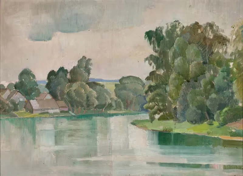 Деревня у реки by Михаł Руба, 1926 — digital art print download