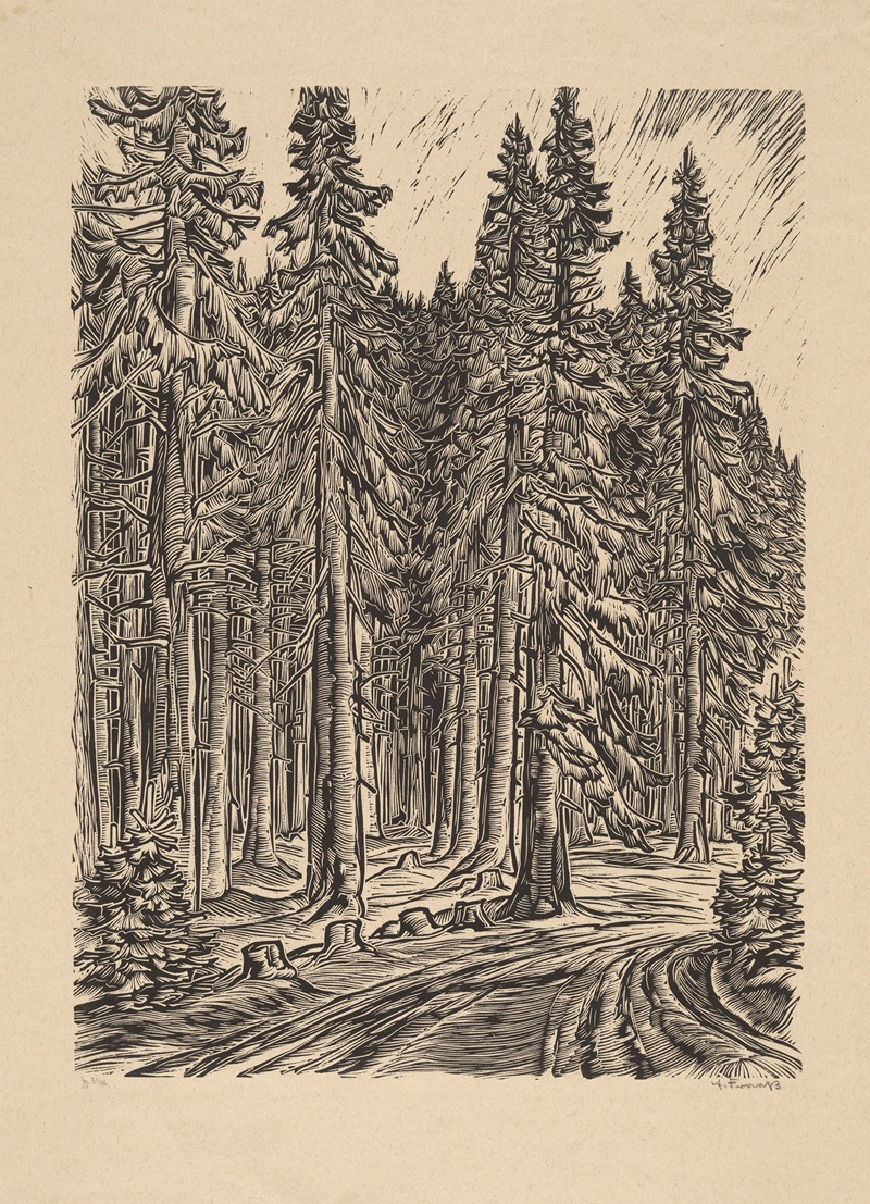 Дорога через еловый лес by Эрих Фраас, 1931 — digital art print download