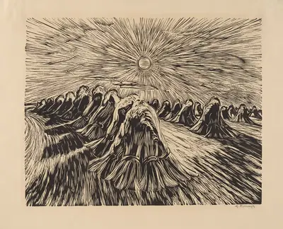 Sheaves in a Sunny Field by Erich Fraass, 1931 — digital art print download