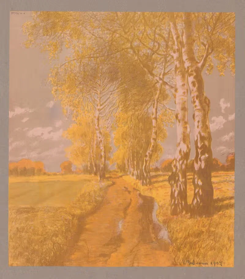 Аллея берез by Евгений Людвик Домброва-Домбровский, 1907 — digital art print download
