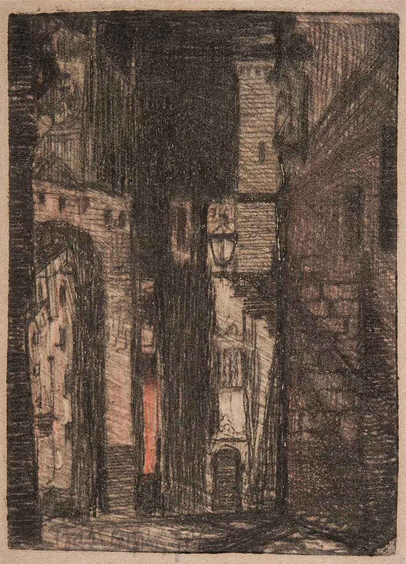 Аллея с фонарем by Феликс Яблчиньский, 1911 — digital art print download