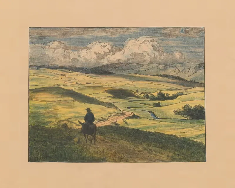 Пейзаж с всадником на осле by Ханс Тома, 1895 — digital art print download