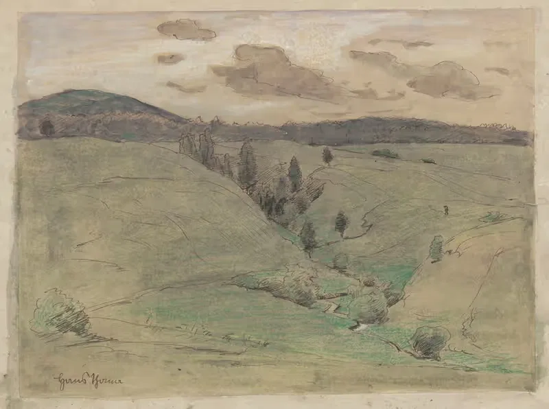 Mountain landscape with a stream flowing in a gorge — Hans Thoma