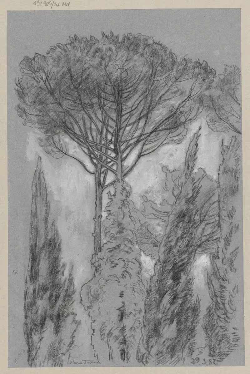 View of trees in Florence — Hans Thoma