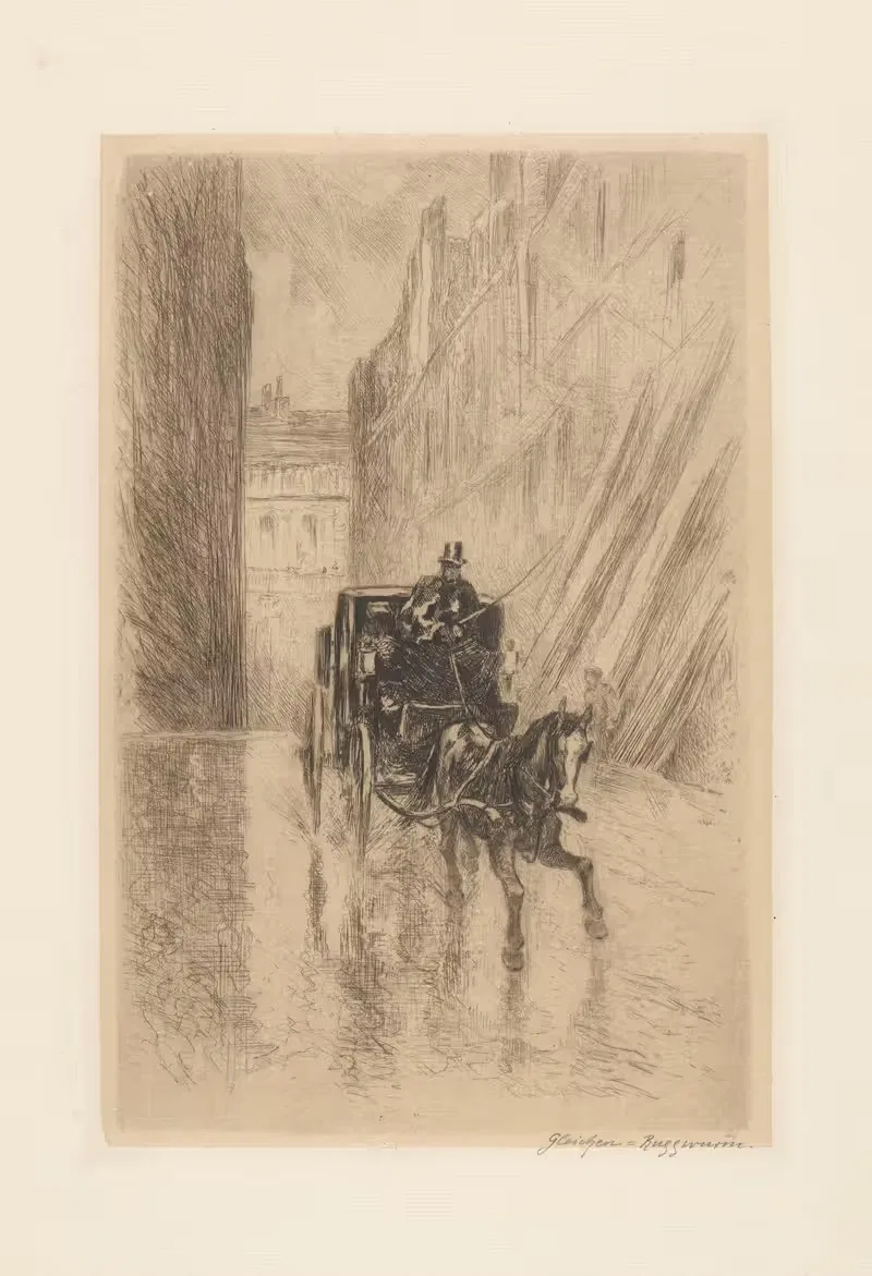 City Landscape with a Horse Cab — Heinrich-Ludwig von Gleichen-Russworm