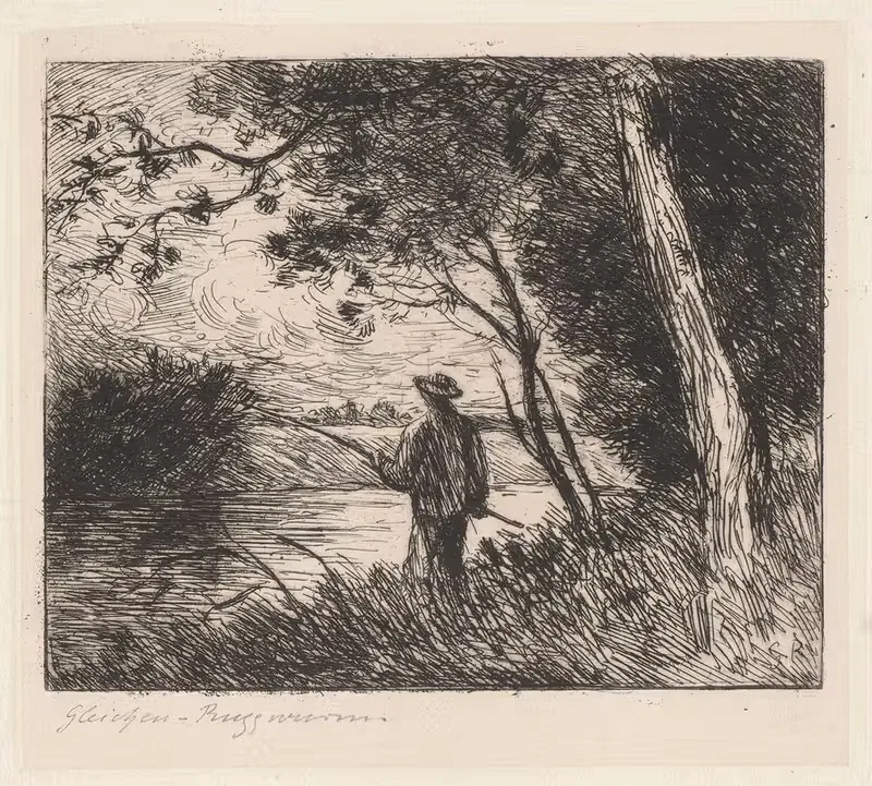 Landscape with an Angler by Heinrich-Ludwig von Gleichen-Russworm, 1888 — digital art print download