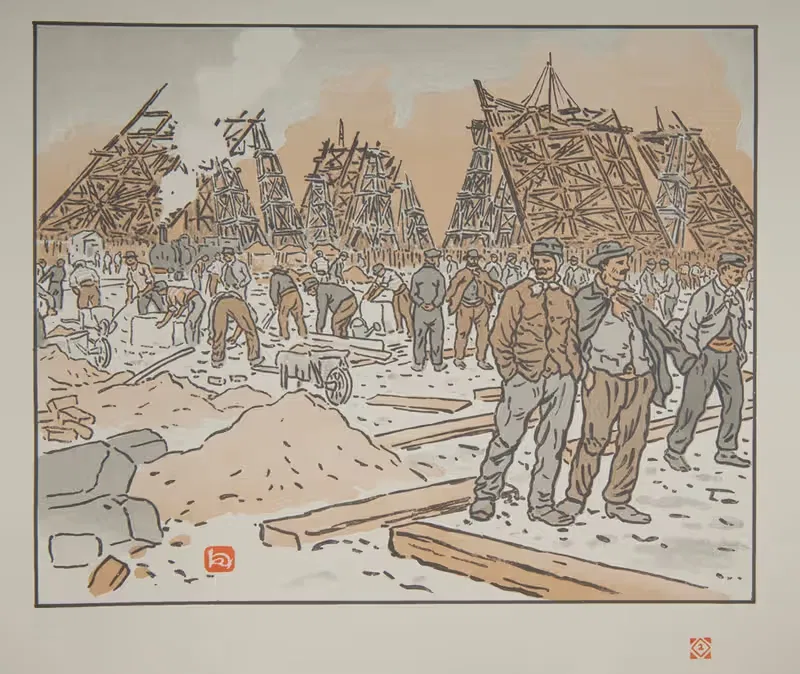 Строительные площадки Эйфелевой башни by Анри Ривьер, 1902 — digital art print download