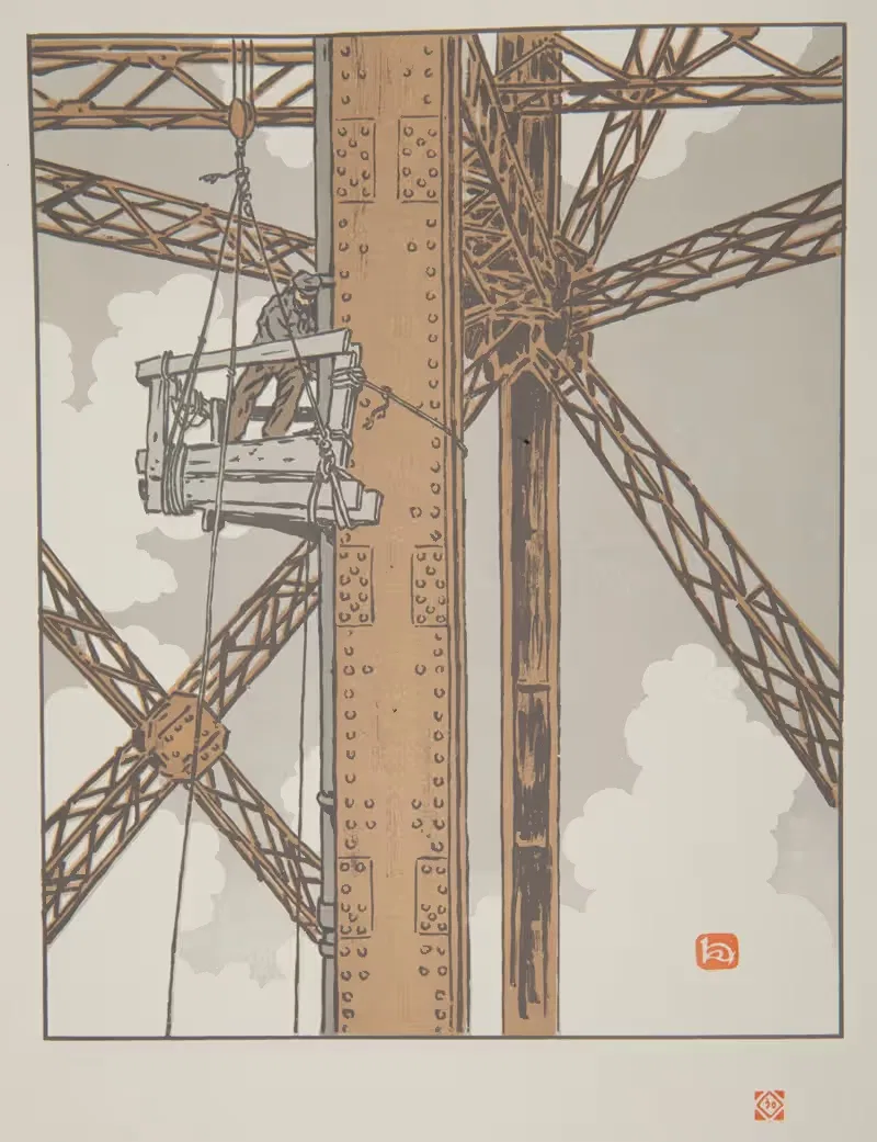 Рабочий-сантехник на башне by Анри Ривьер, 1902 — digital art print download