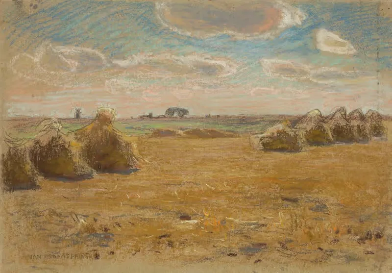 Summer landscape (Field with stacks of grain) — Jan Stanisławski