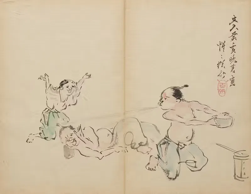 Cool Spray at Naptime by Kawanabe Kyōsai — digital art print download