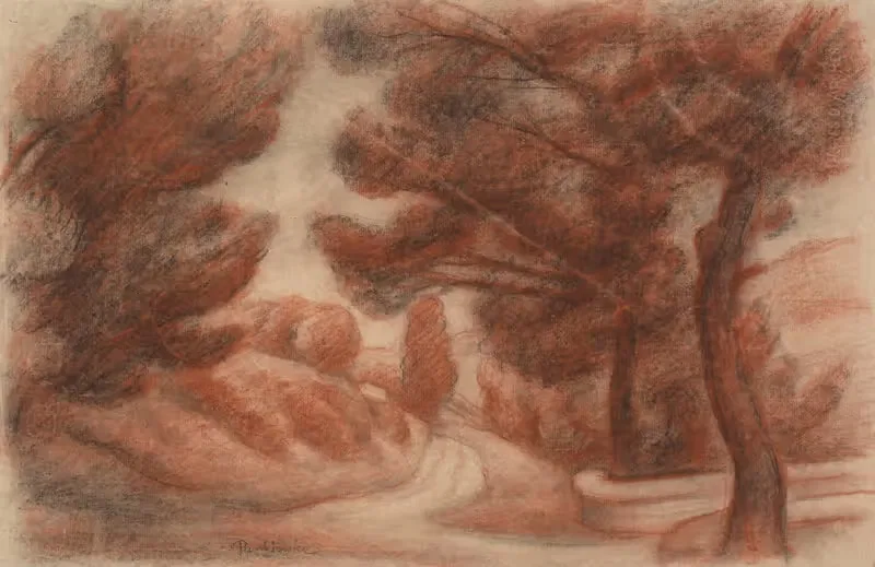 Пейзаж с дорогой среди деревьев by Юзеф Панкевич, 1924 — digital art print download