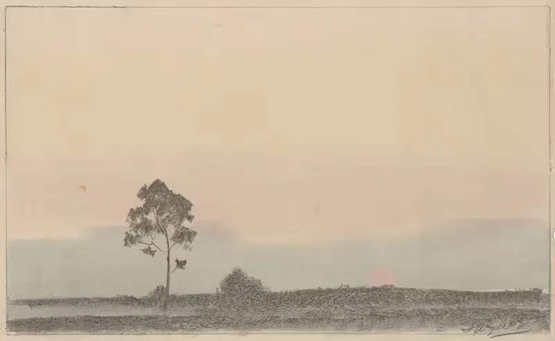 Пейзаж с одинокой сосной на закате by Леон Вычулковский, 1919 - 1920 — digital art print download